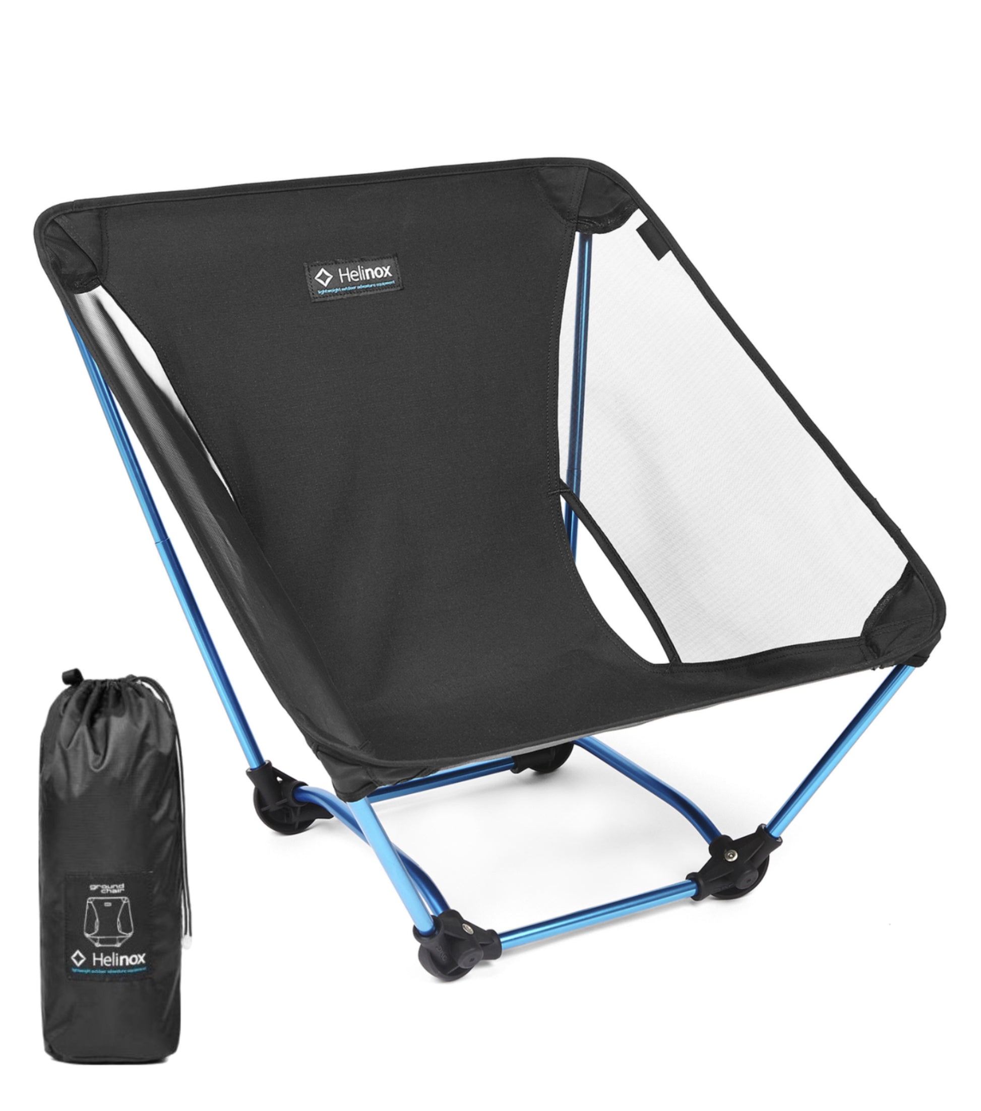 Helinox Ground Chair - Compact Camping Chair - Black / Cyan