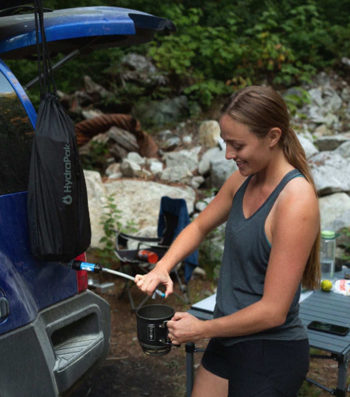 The perfect solution for quickly filling bottles and containers in the backcountry and optimized for rinsing dishes and washing hands