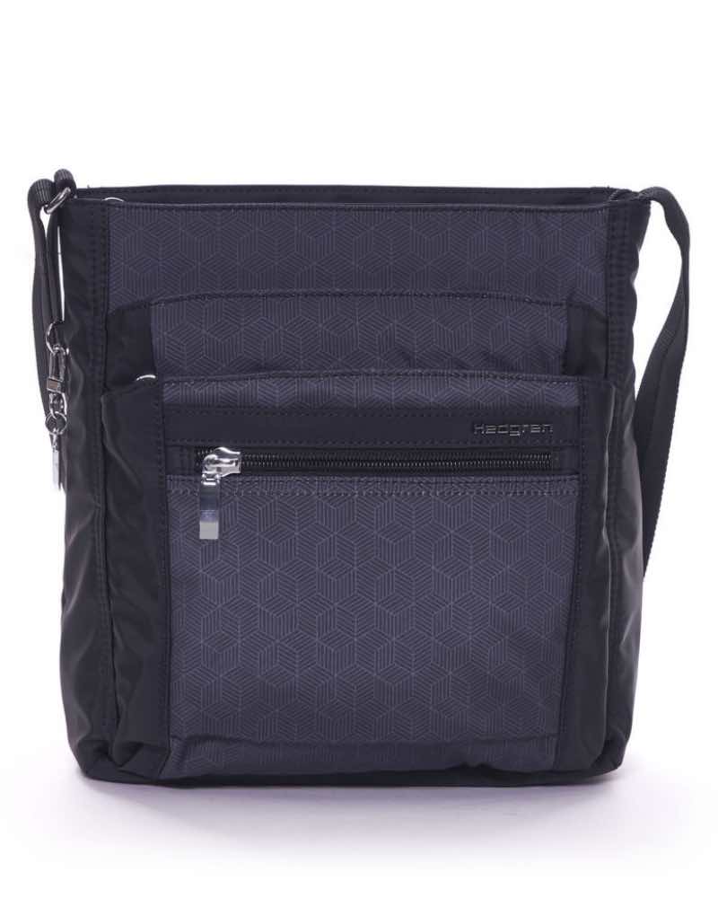 Hedgren : Orva - Shoulder Bag with RFID Pocket - Black & Grey Cube Print