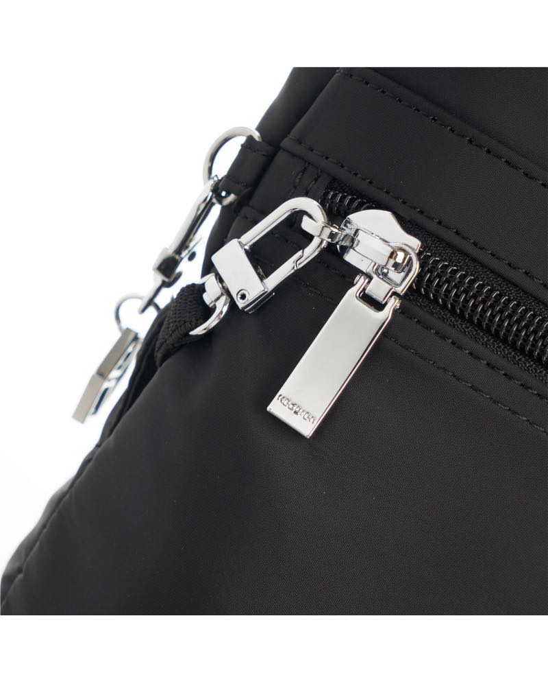 Security hook on front zippered compartment