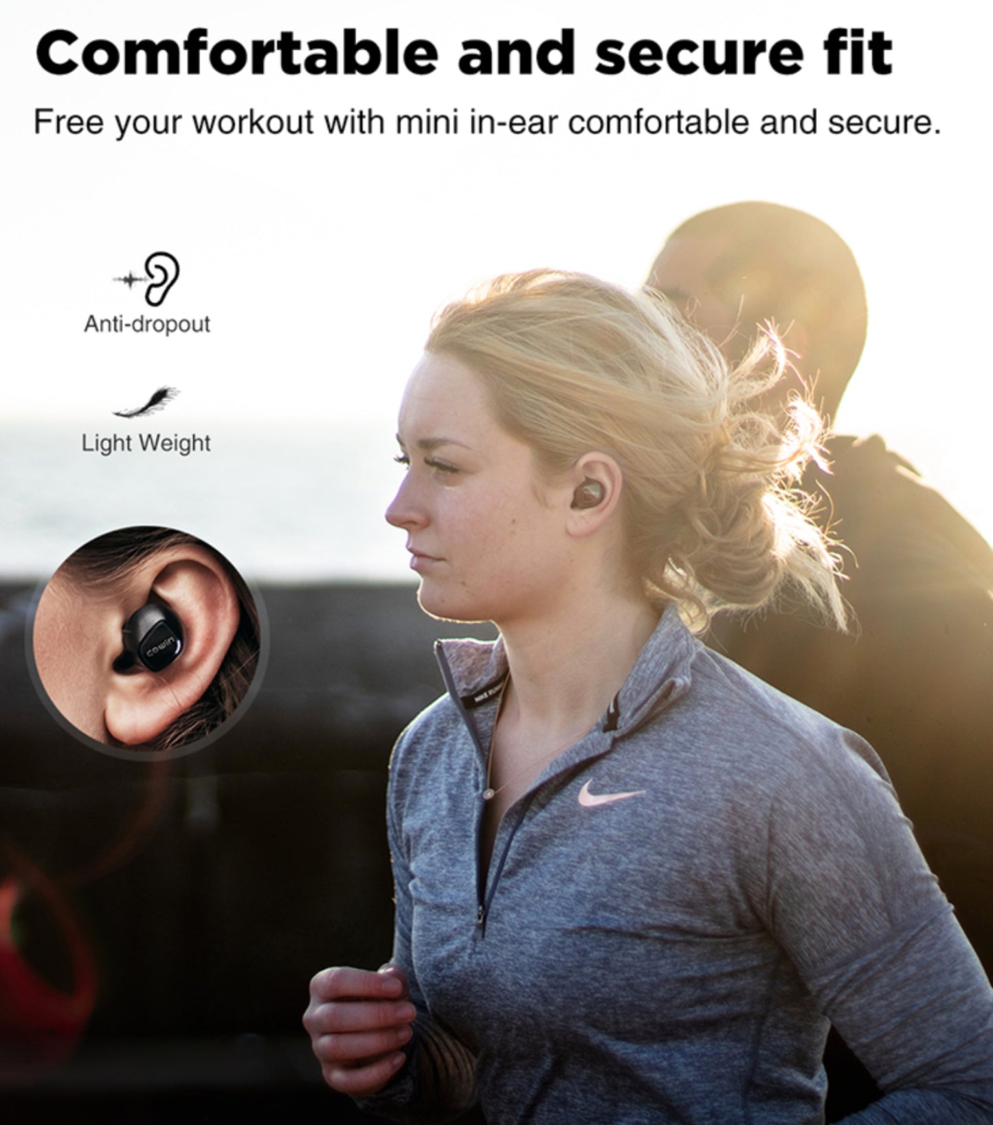 COWIN KY02 True Wireless Bluetooth Earbuds - Wireless Earphones BT5.0 - Black