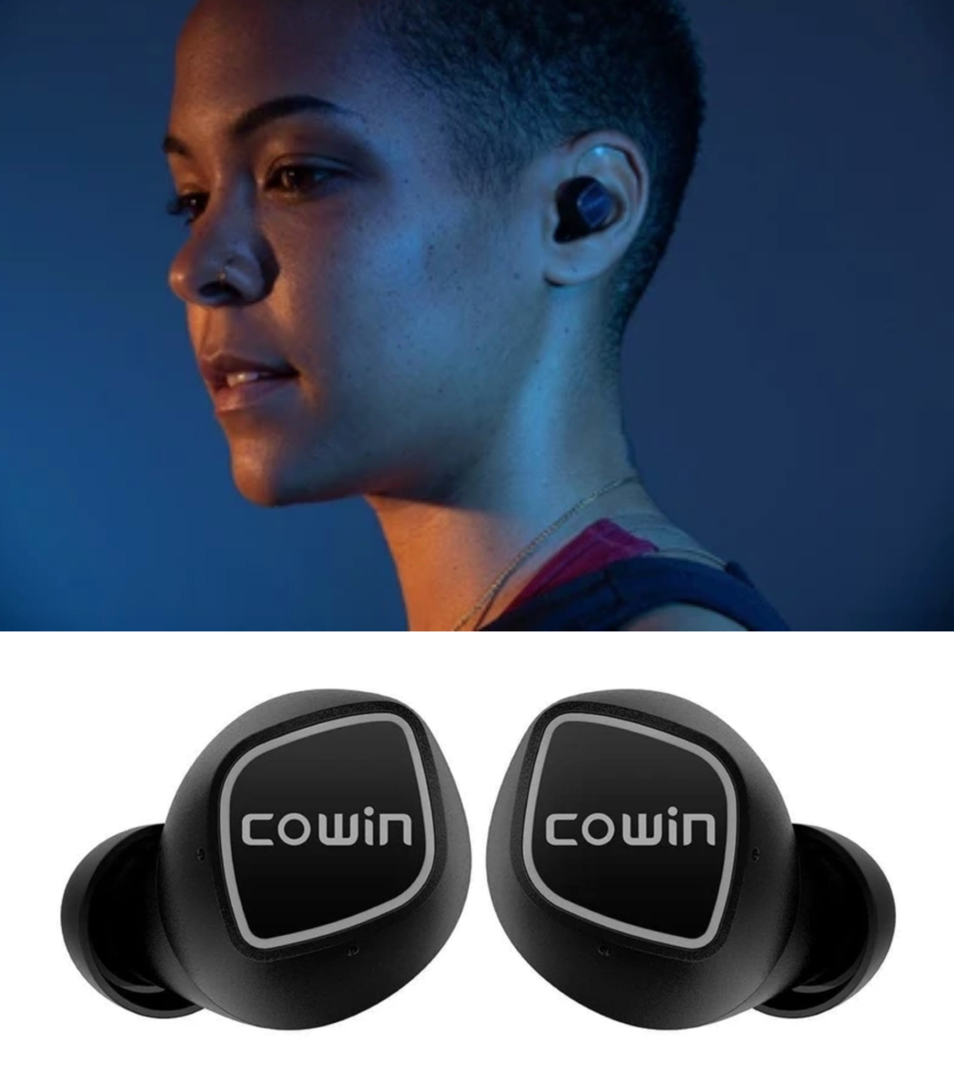 COWIN KY02 True Wireless Earbuds - Wireless Sport Free Earphones BT5.0 - Black