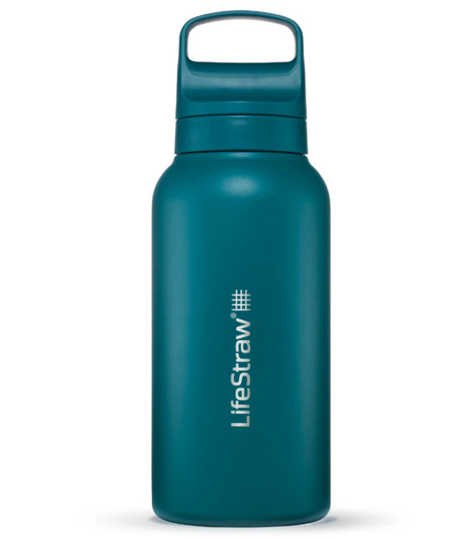 LifeStraw Go 2.0 - 1L Stainless Steel Water Filter Bottle - Laguna Teal