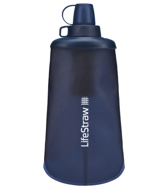 LifeStraw Peak 650ml Collapsible Squeeze Bottle with Filter - Mountain Blue