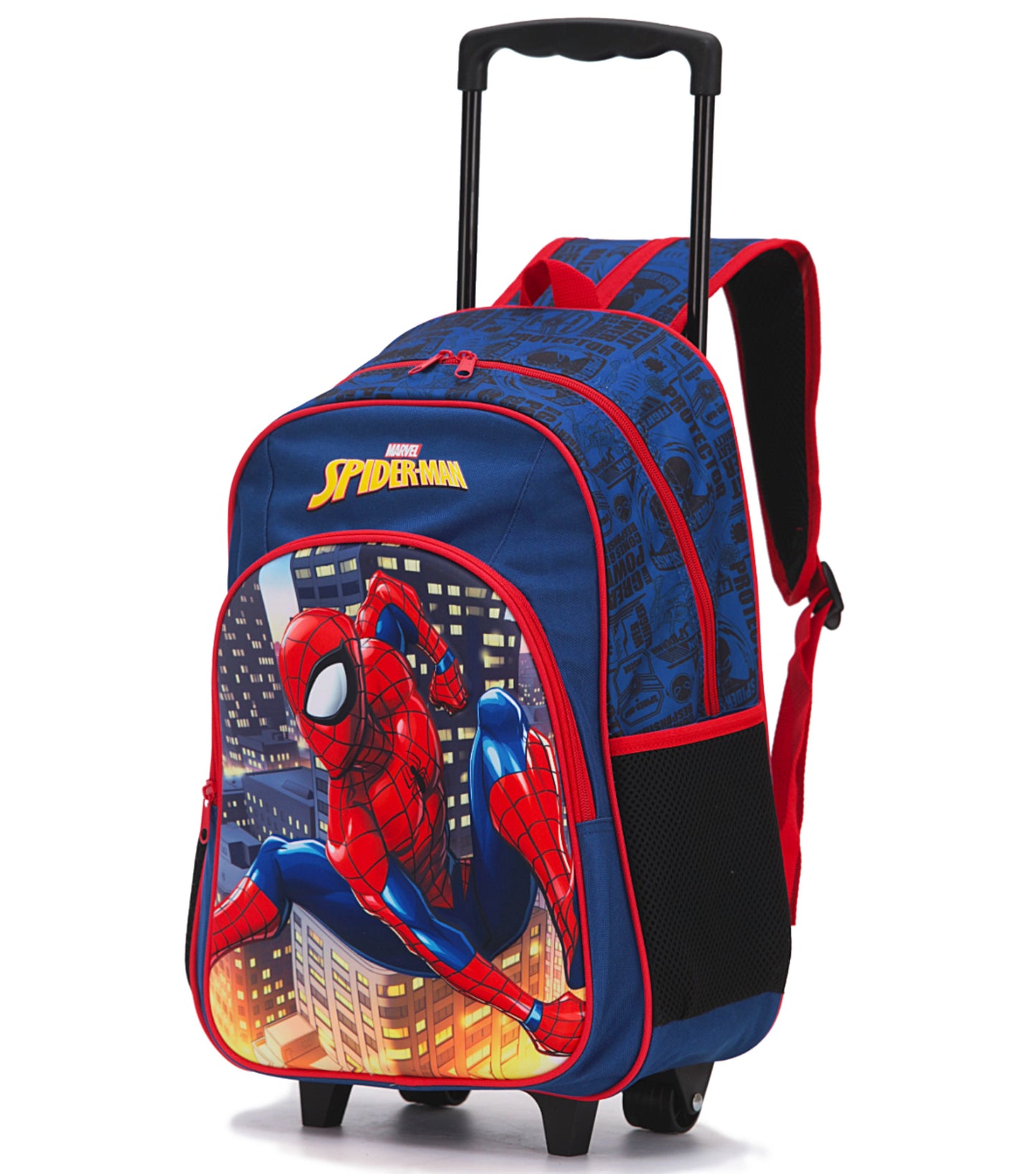 Marvel Spiderman Kids 17" Wheeled Backpack with 3D Front Panel - Blue