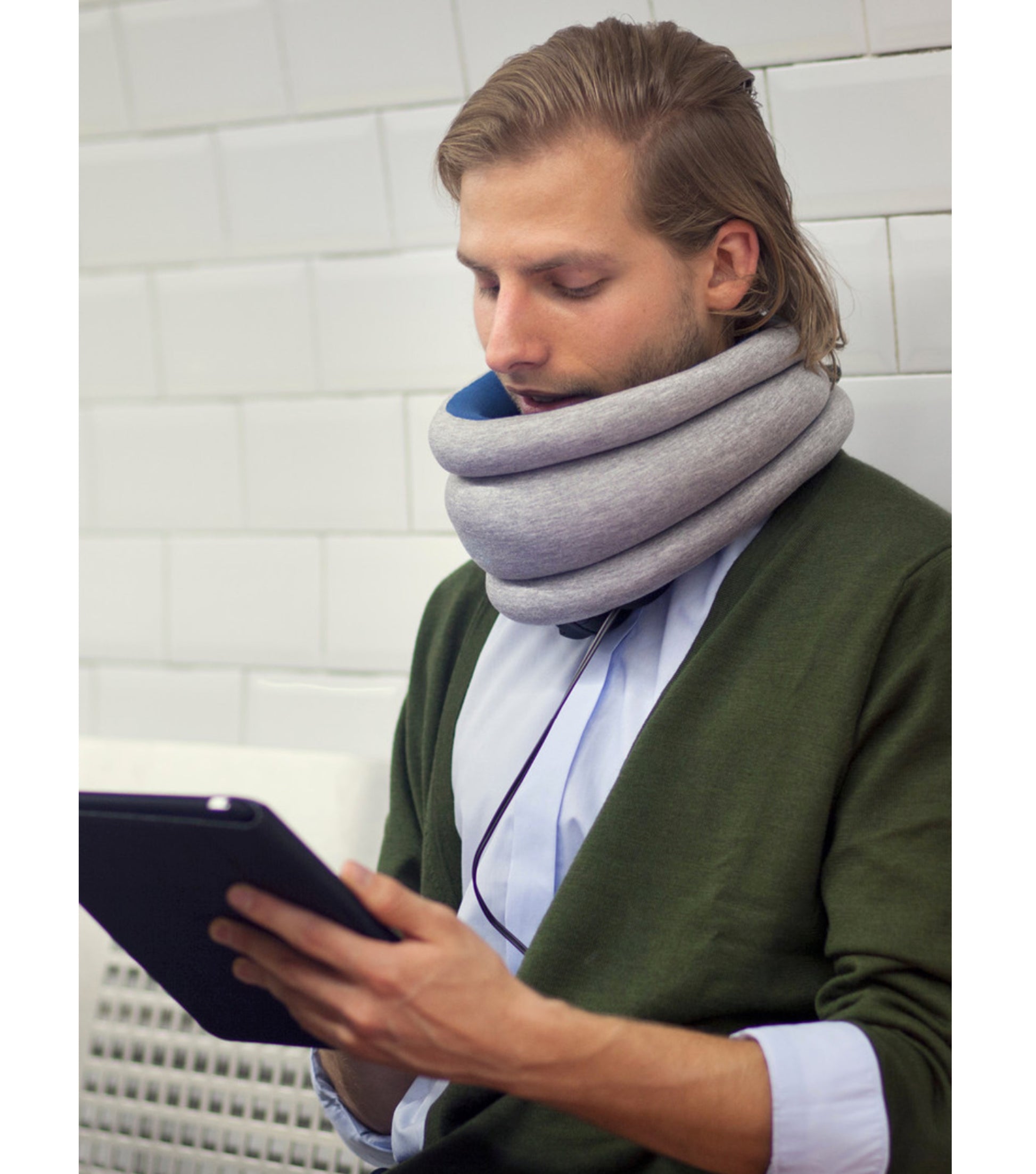 Ostrich Pillow Light - Multi-Use Travel Pillow / Eye Mask - Sleepy Blue