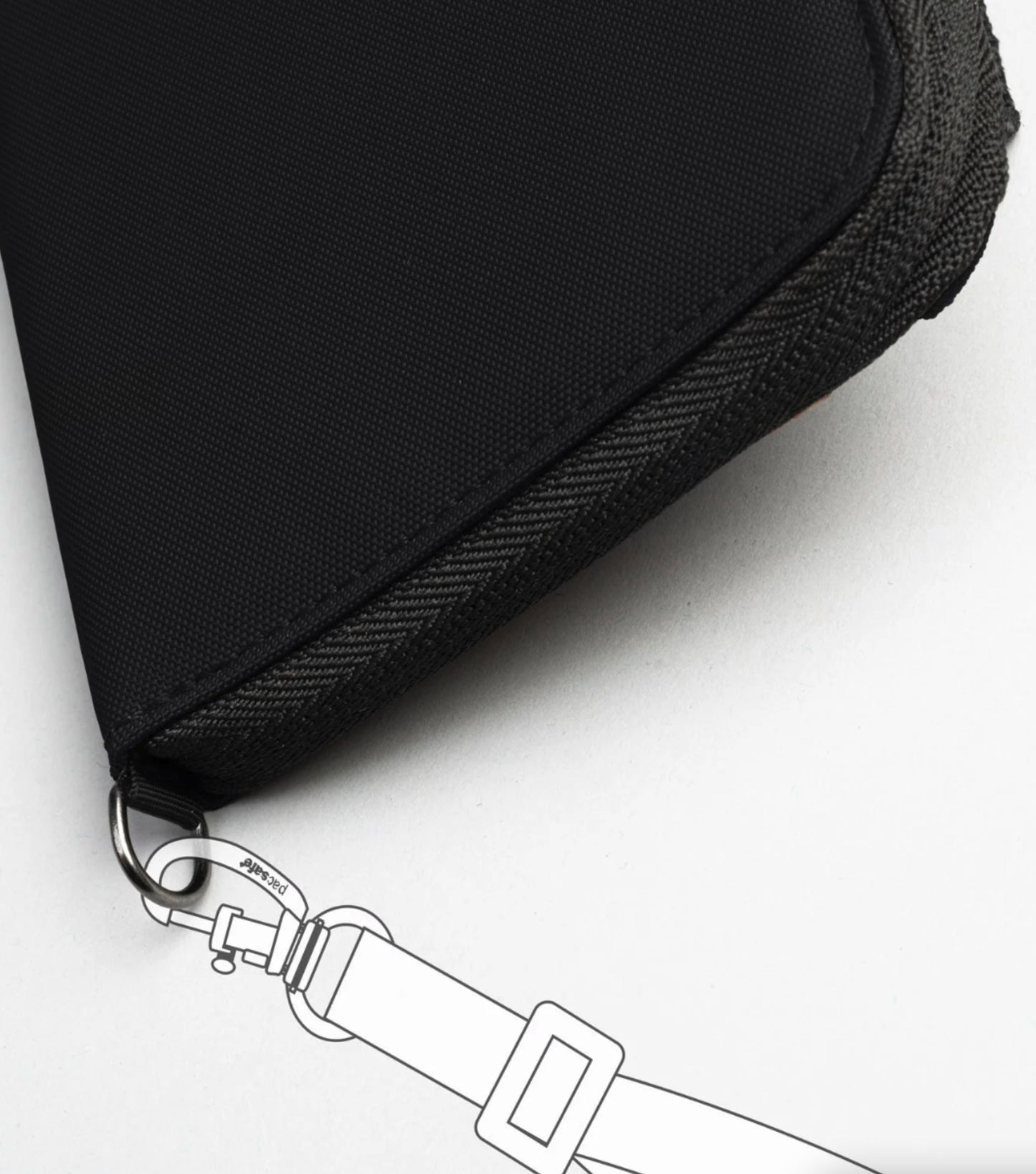 Attachment point for cut-resistant wallet strap (sold separately)