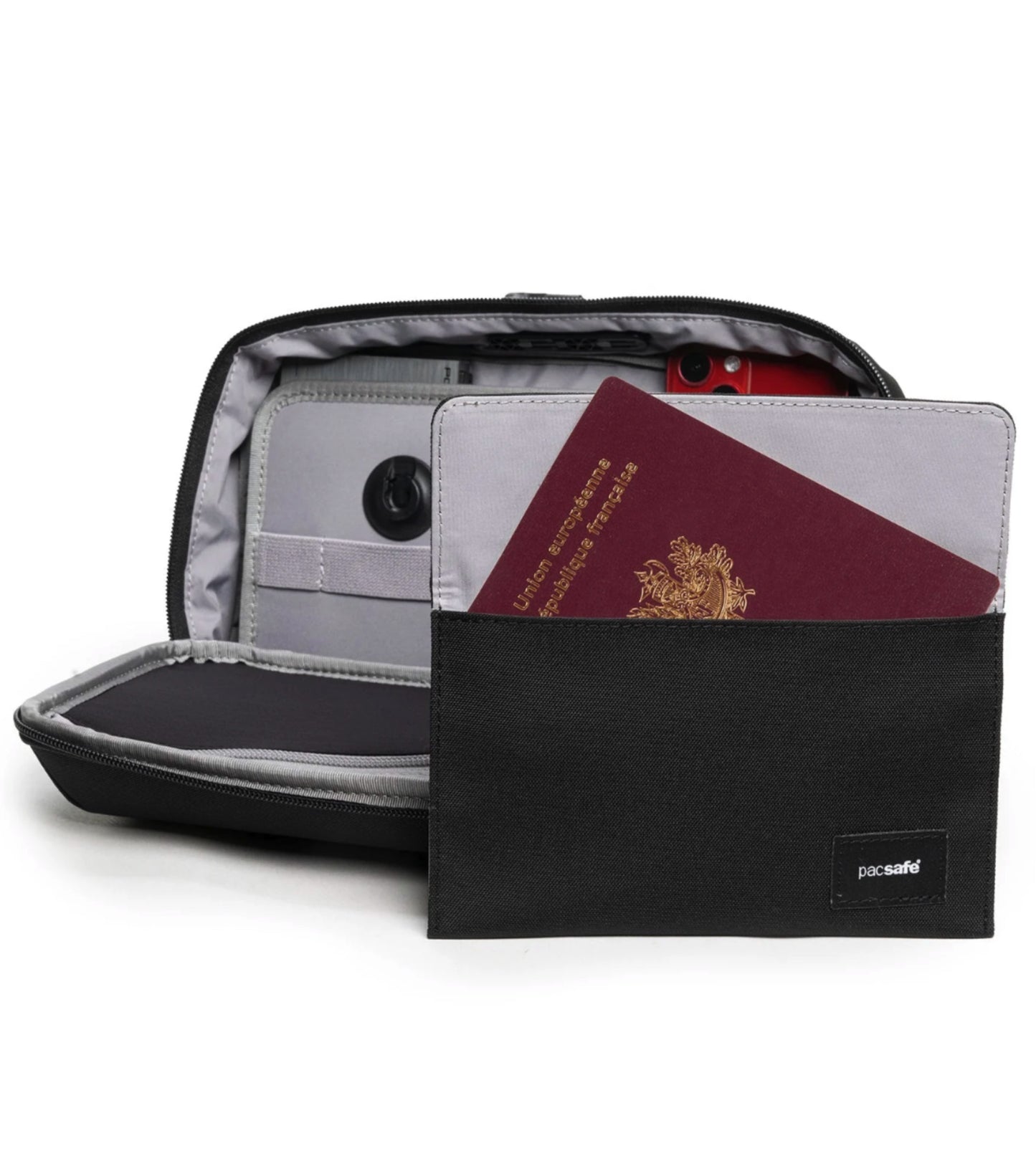 Passport pocket with RFID blocking to protect your personal details