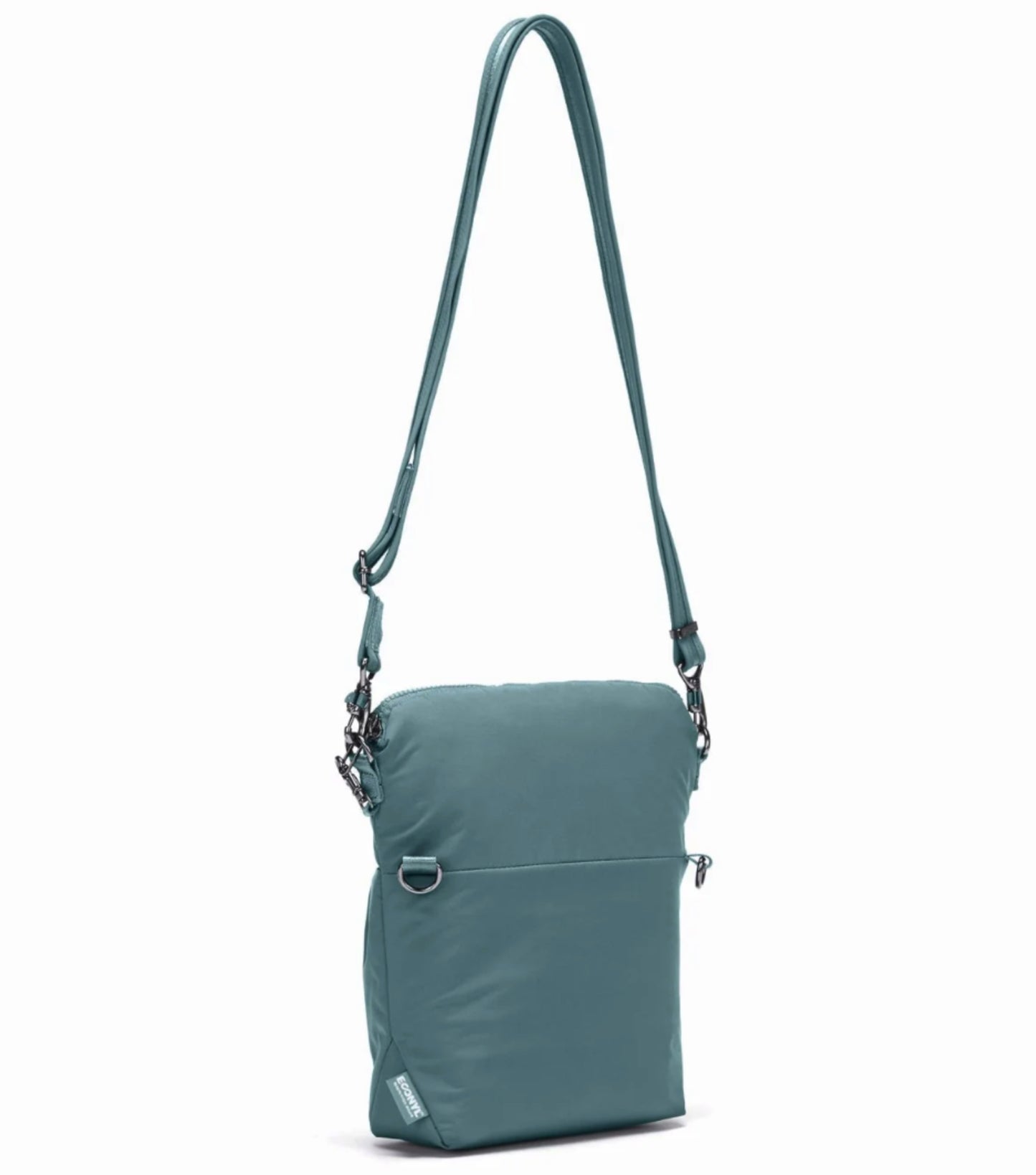 Bag converts from a small crossbody to a larger size crossbody bag