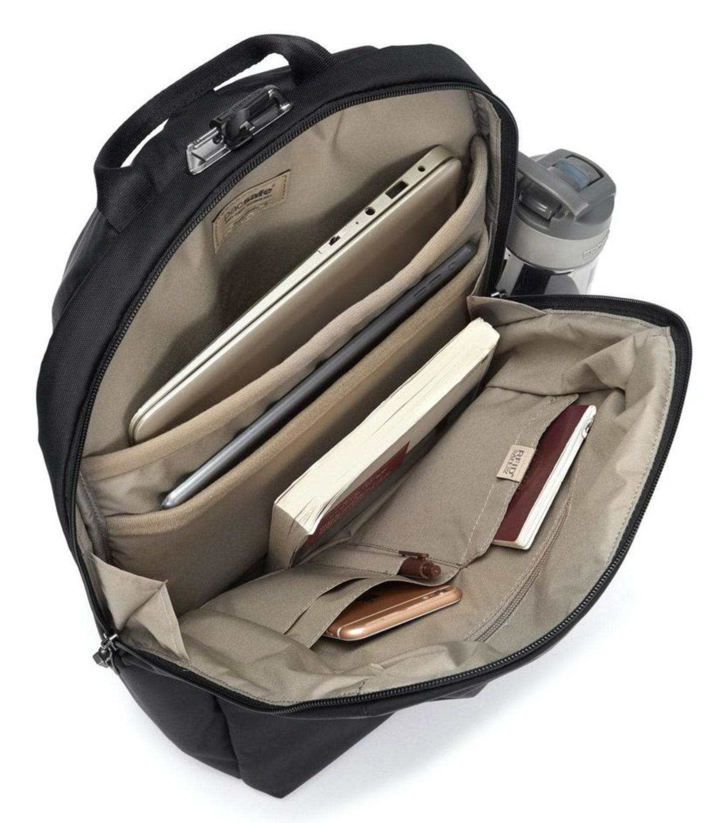 Fits a 15" laptop and a 10" tablet in padded sleeves for extra protection