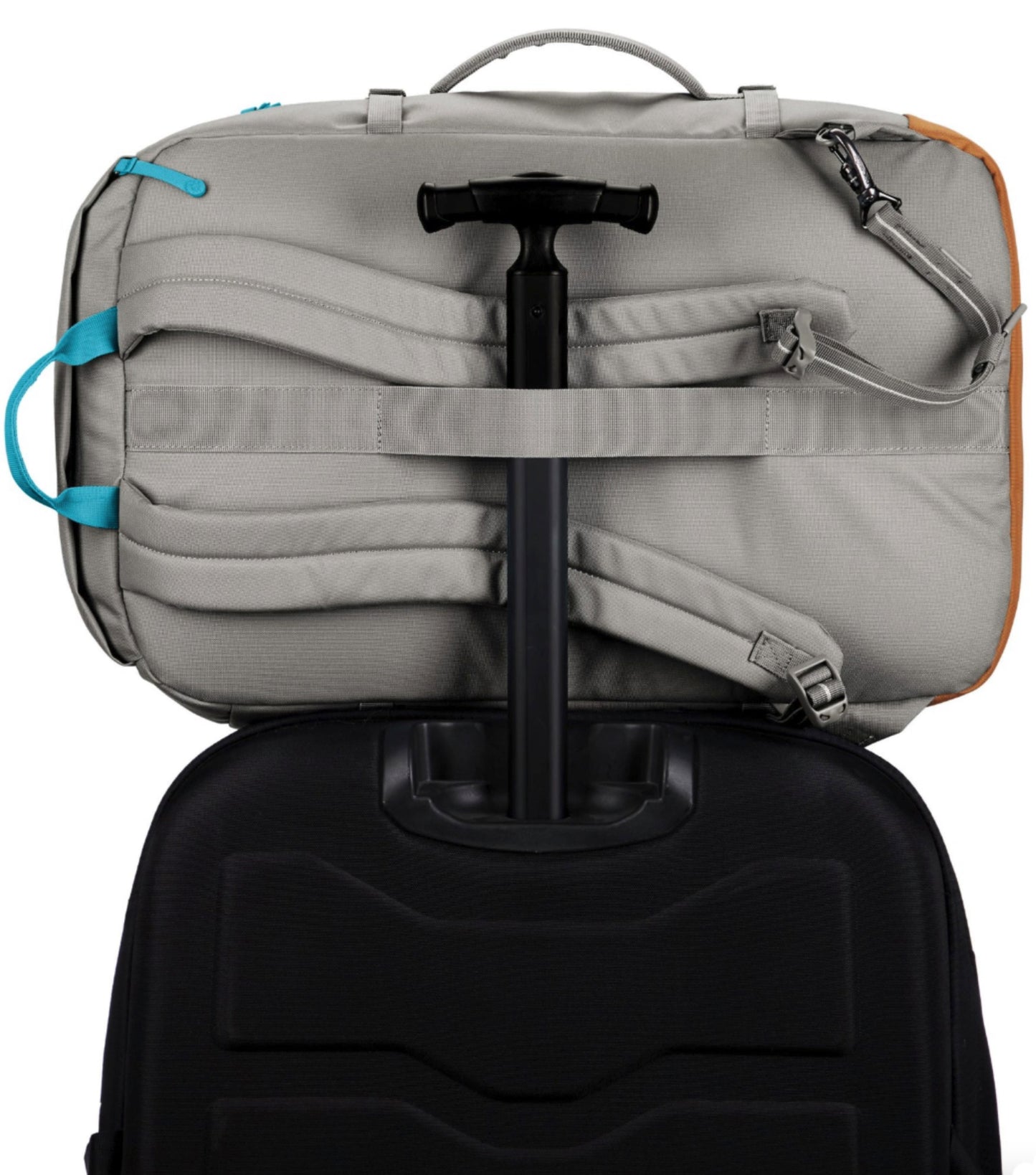 Luggage slip slides over luggage handles to keep your bag balanced on your wheeled bag