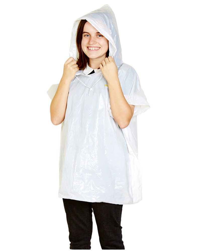 Kids Reusable Raincoat - White