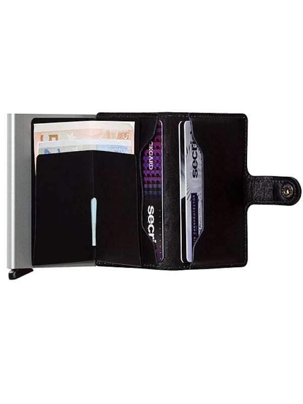 Includes two interior pockets for holding cards, notes, receipts, business cards and some coins