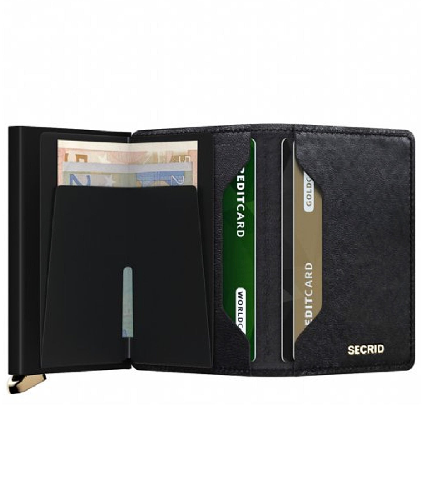 Includes interior pockets for holding 6 extra cards, notes, receipts, business cards