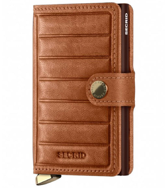 Secrid Premium Miniwallet Compact RFID Wallet - Emboss Lines Cognac