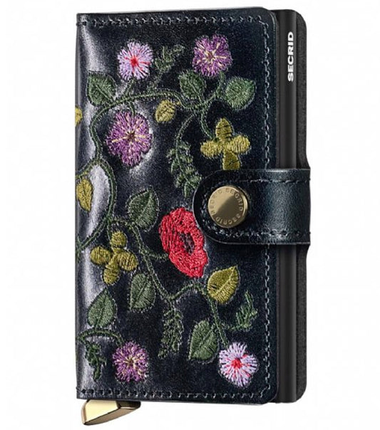 Secrid Premium Miniwallet Compact RFID Wallet - Stitch Floral Black