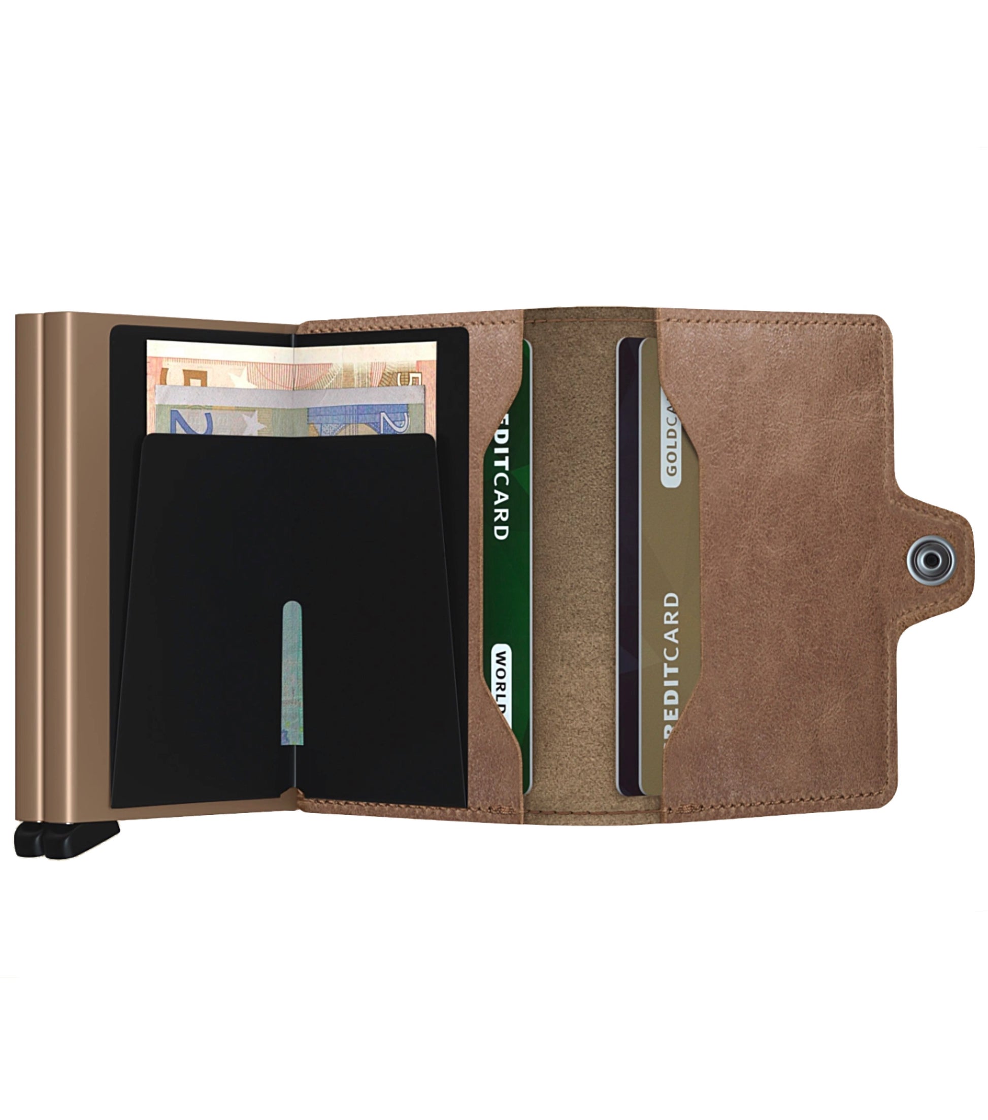 Includes interior pockets for holding 4 extra cards, notes, receipts, business cards