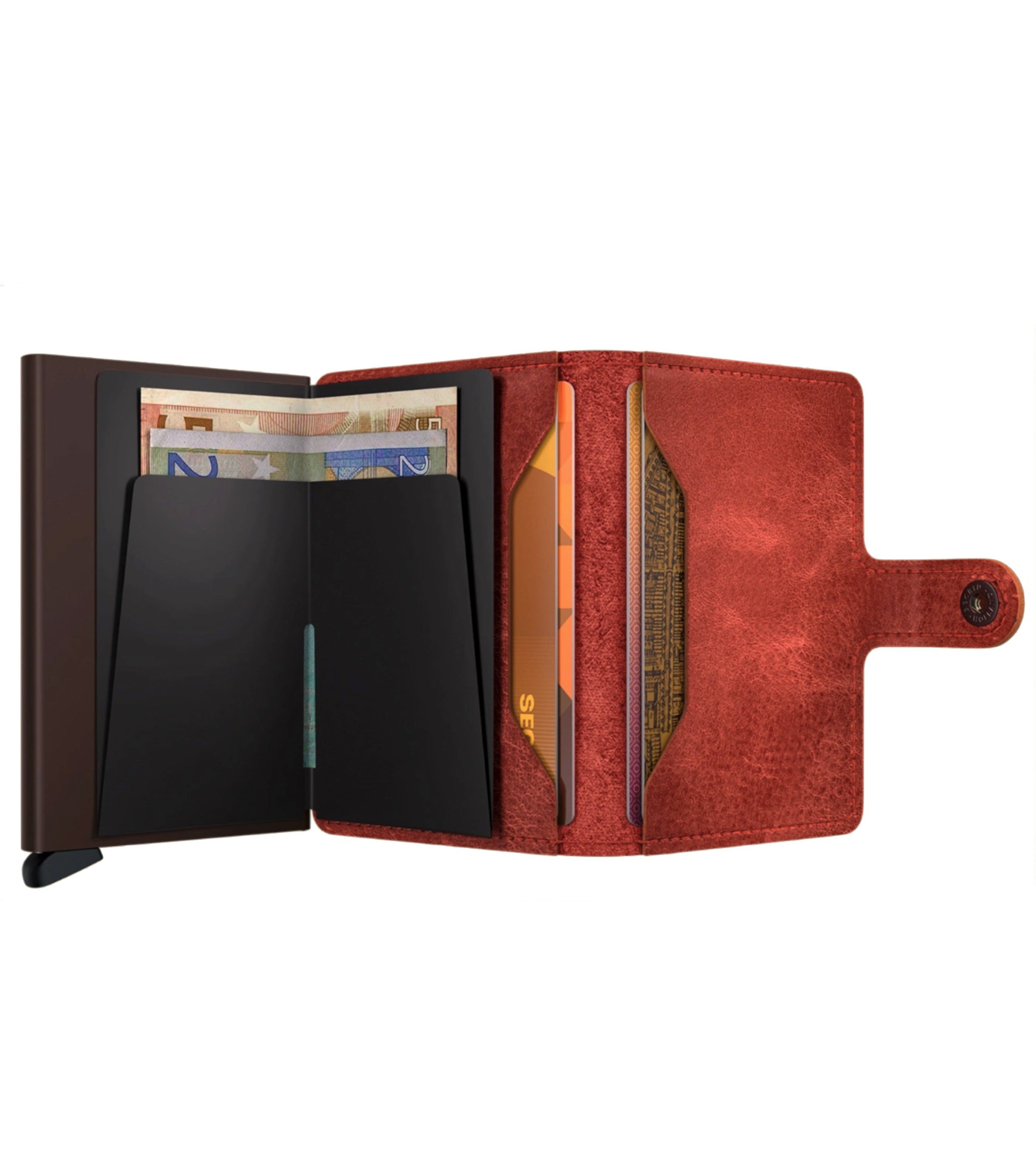 Includes two interior pockets for holding cards, notes, receipts, business cards and some coins