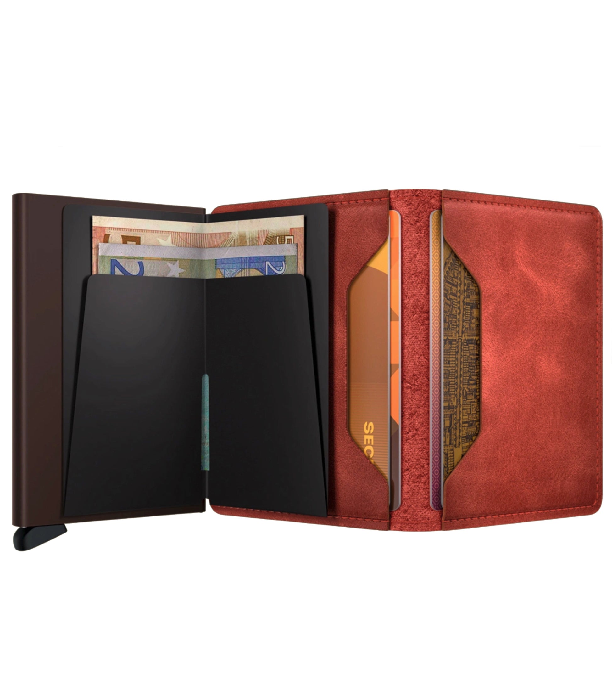 Wallet includes spaces for extra cards and cash