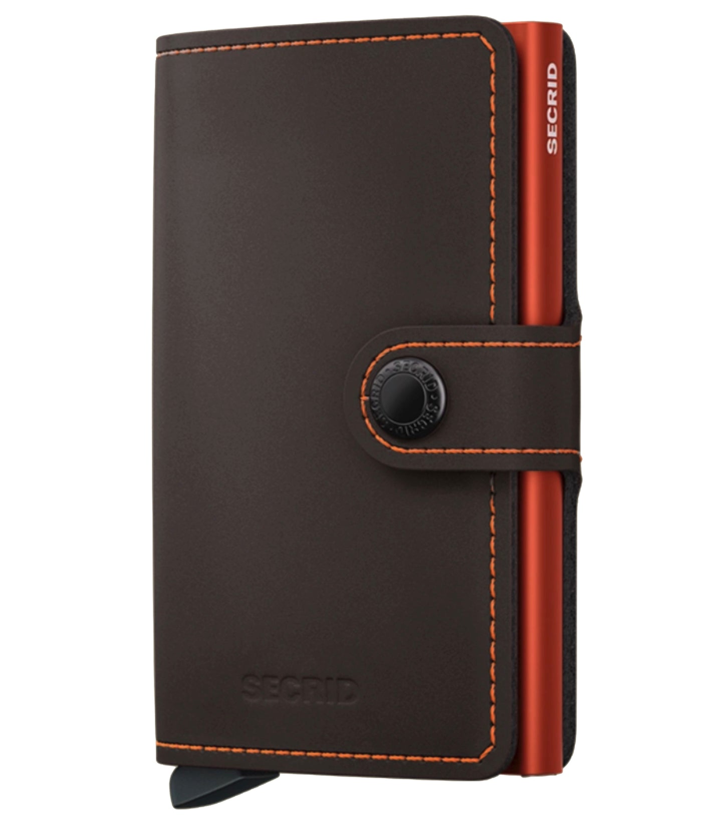 Secrid Miniwallet Compact Wallet - Matte Truffle and Orange