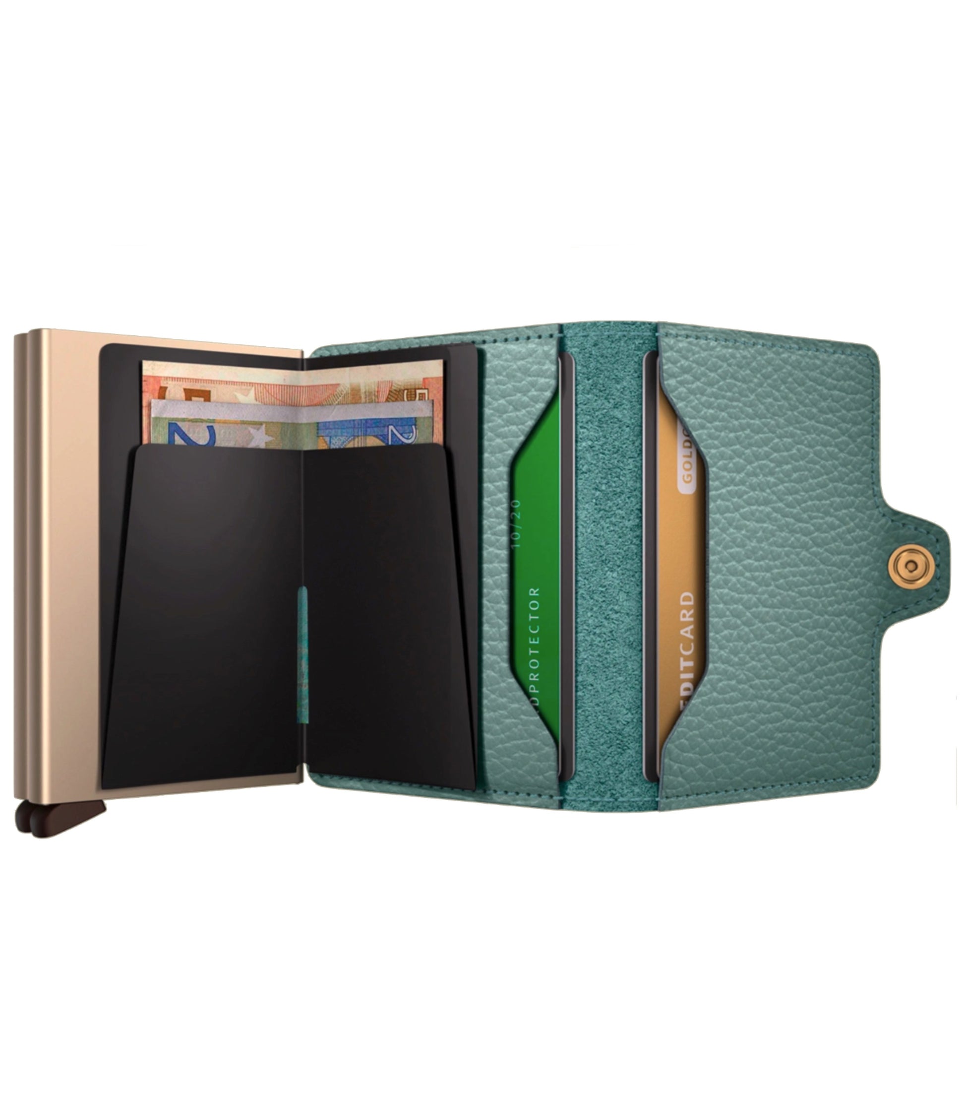 Includes interior pockets for holding 4 extra cards, notes, receipts, business cards