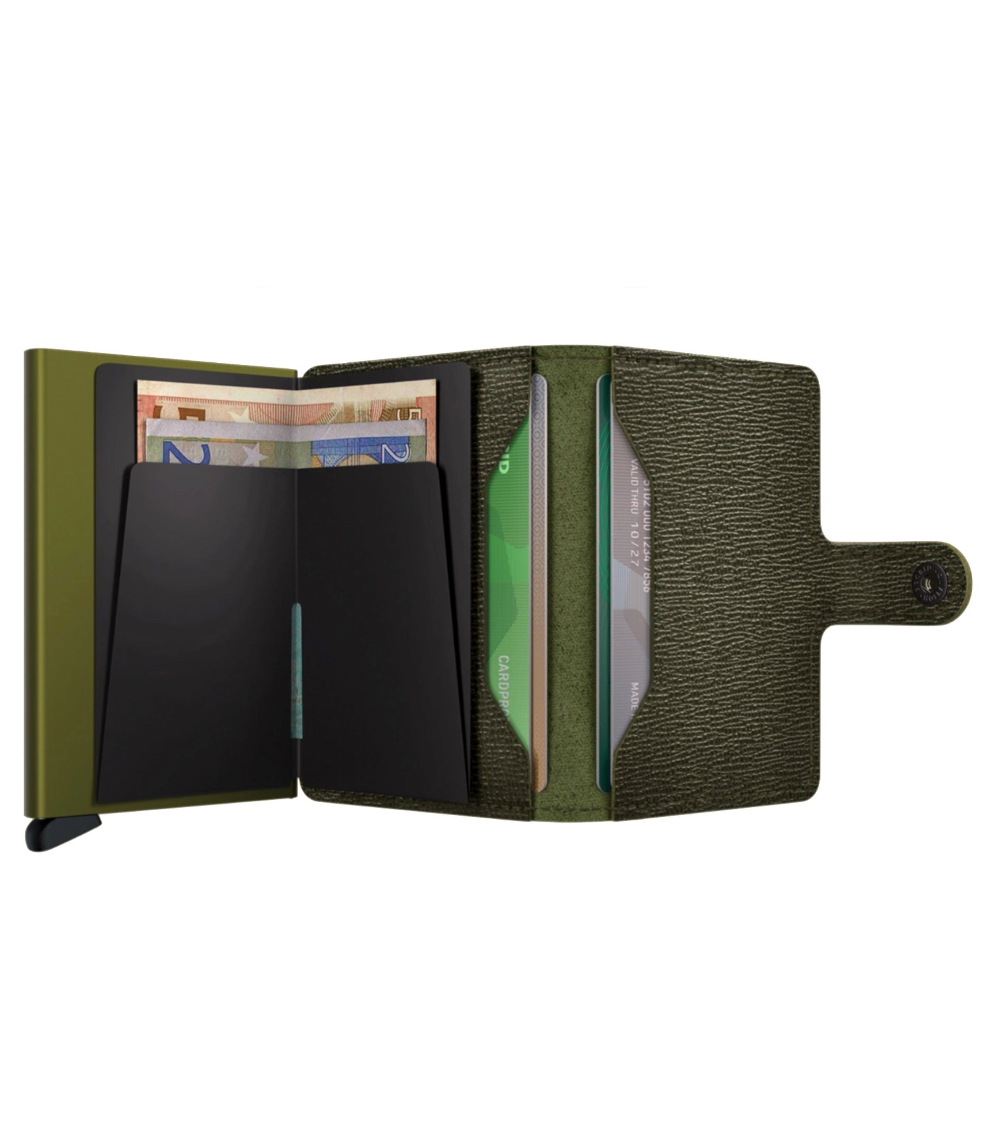 Includes two interior pockets for holding cards, notes, receipts, business cards and some coins