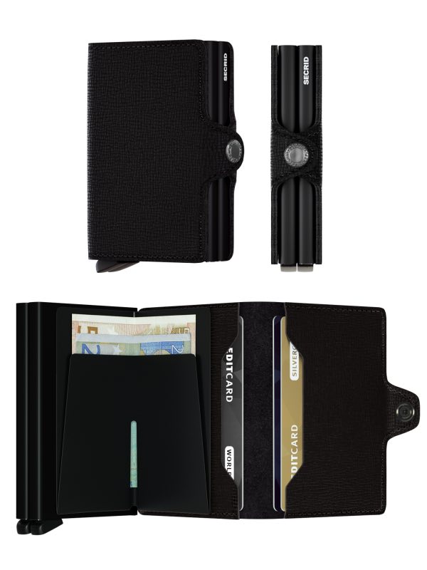 Twinwallet - Compact Wallet - Black Crisple