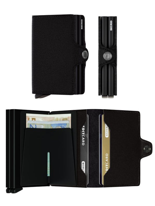 Twinwallet - Compact Wallet - Black Crisple