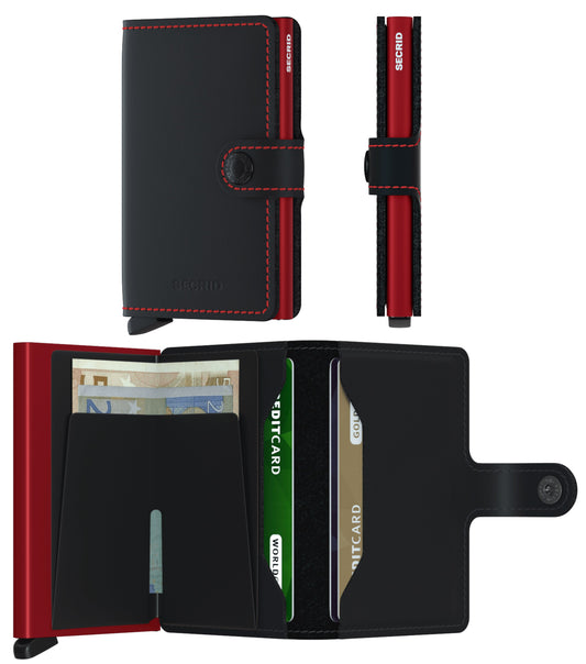  Secrid Miniwallet - Compact Wallet - Matte Leather - Black / Red