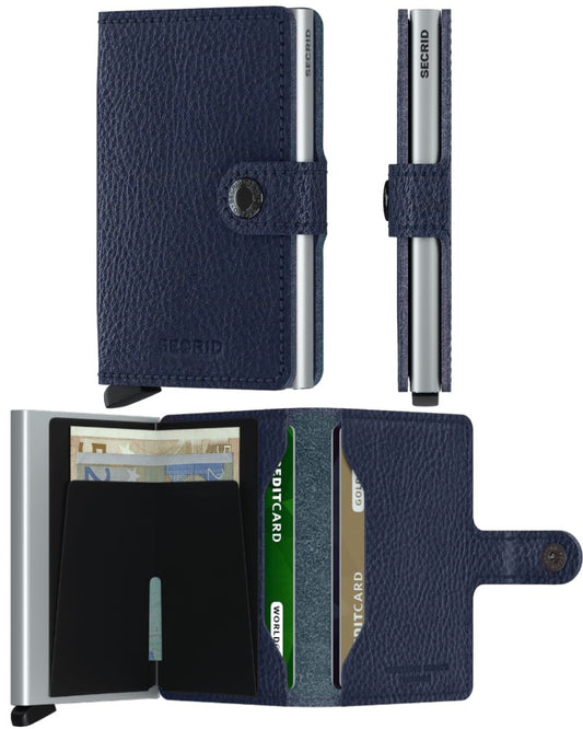 Miniwallet - Tanned Veg - Navy Silver