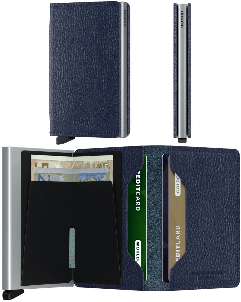 Secrid Slimwallet - Veg Tanned - Navy/silver