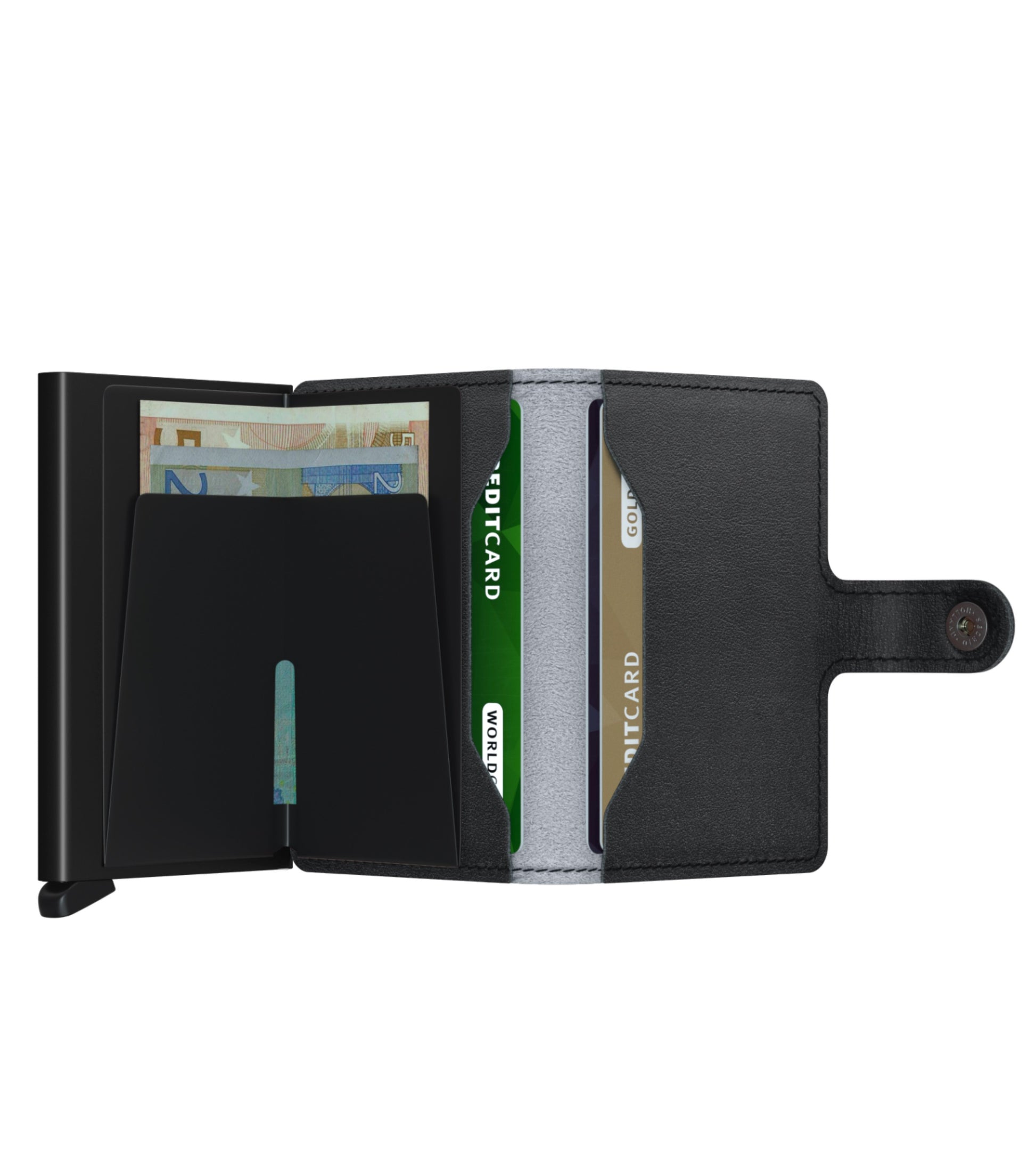 Includes two interior pockets for holding cards, notes, receipts, business cards and some coins