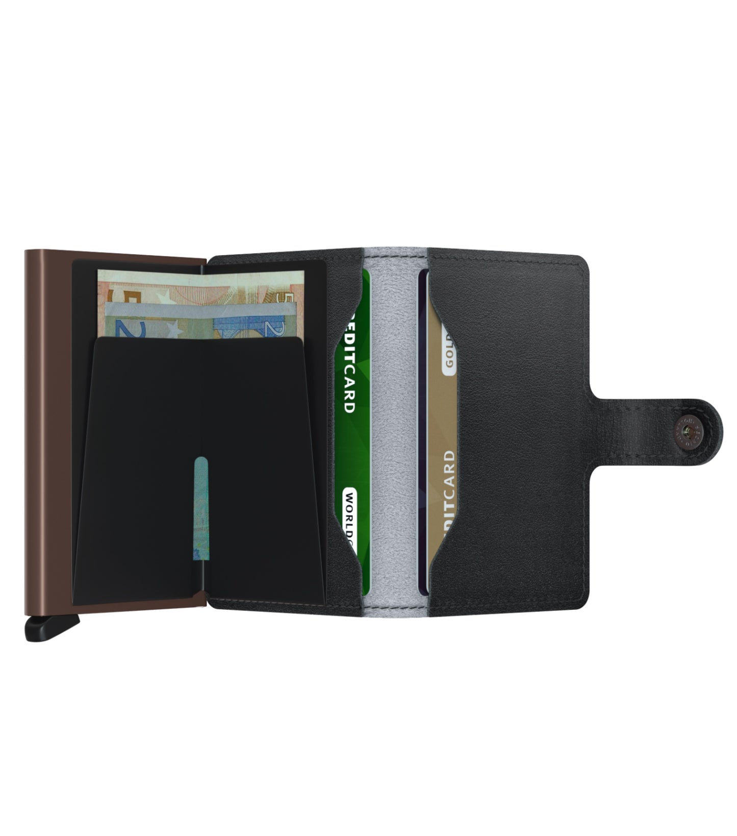 Includes two interior pockets for holding cards, notes, receipts, business cards and some coins