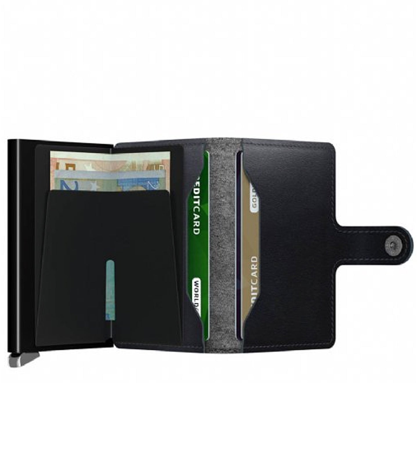 Includes two interior pockets for holding cards, notes, receipts, business cards and some coins