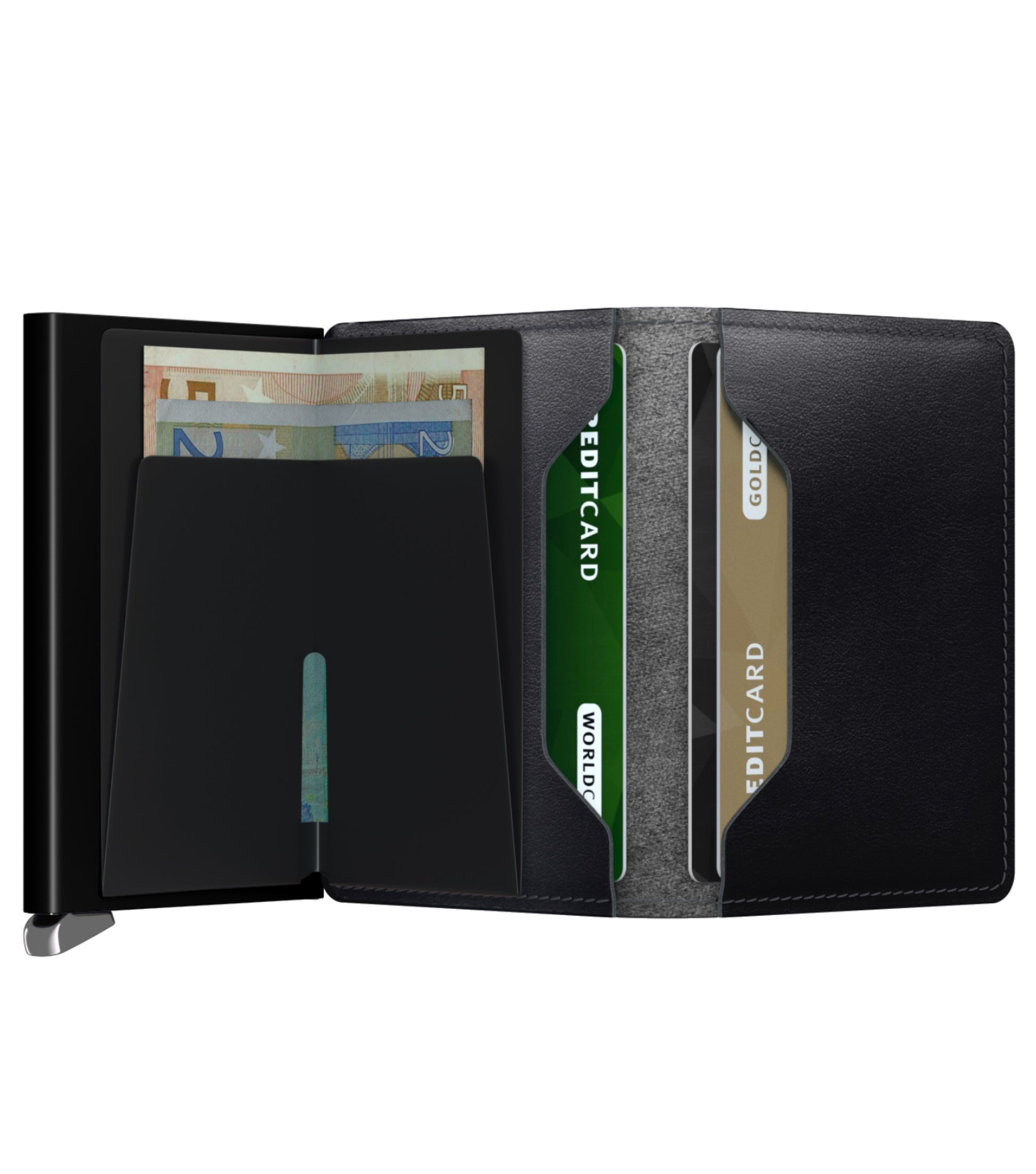 Includes interior pockets for holding 6 extra cards, notes, receipts, business cards