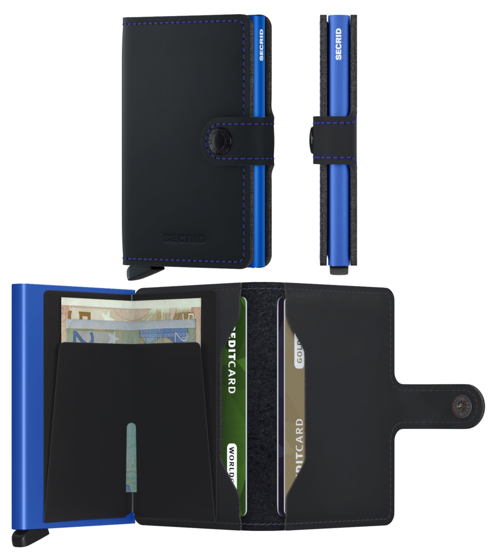 Secrid Miniwallet - Compact Wallet - Matte Black / Blue