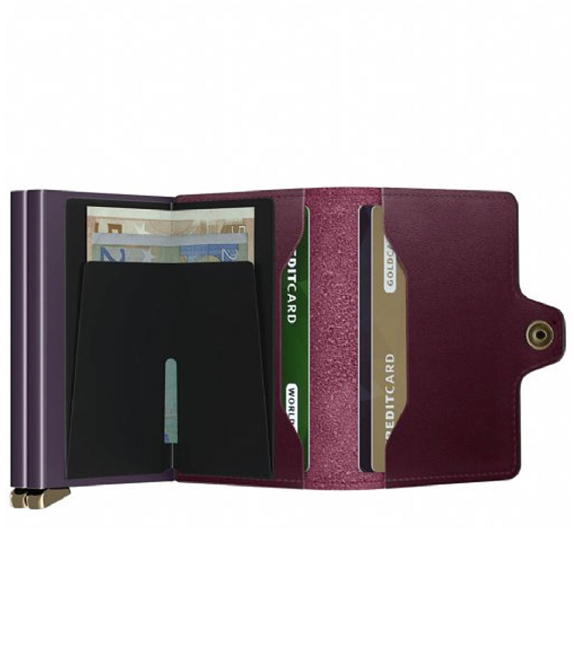 Includes interior pockets for holding 4 extra cards, notes, receipts, business cards