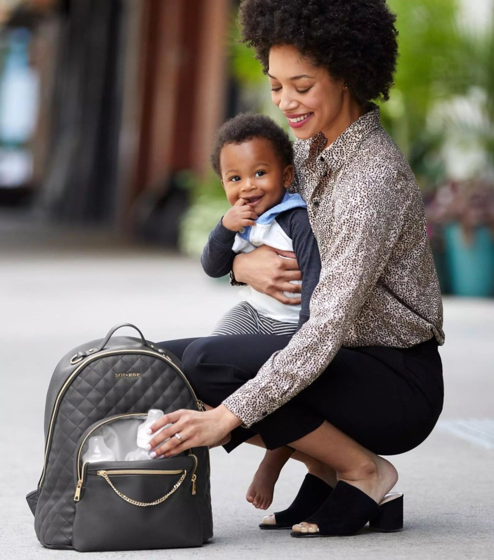 Skip Hop Linx Quilted Nappy Backpack - Black