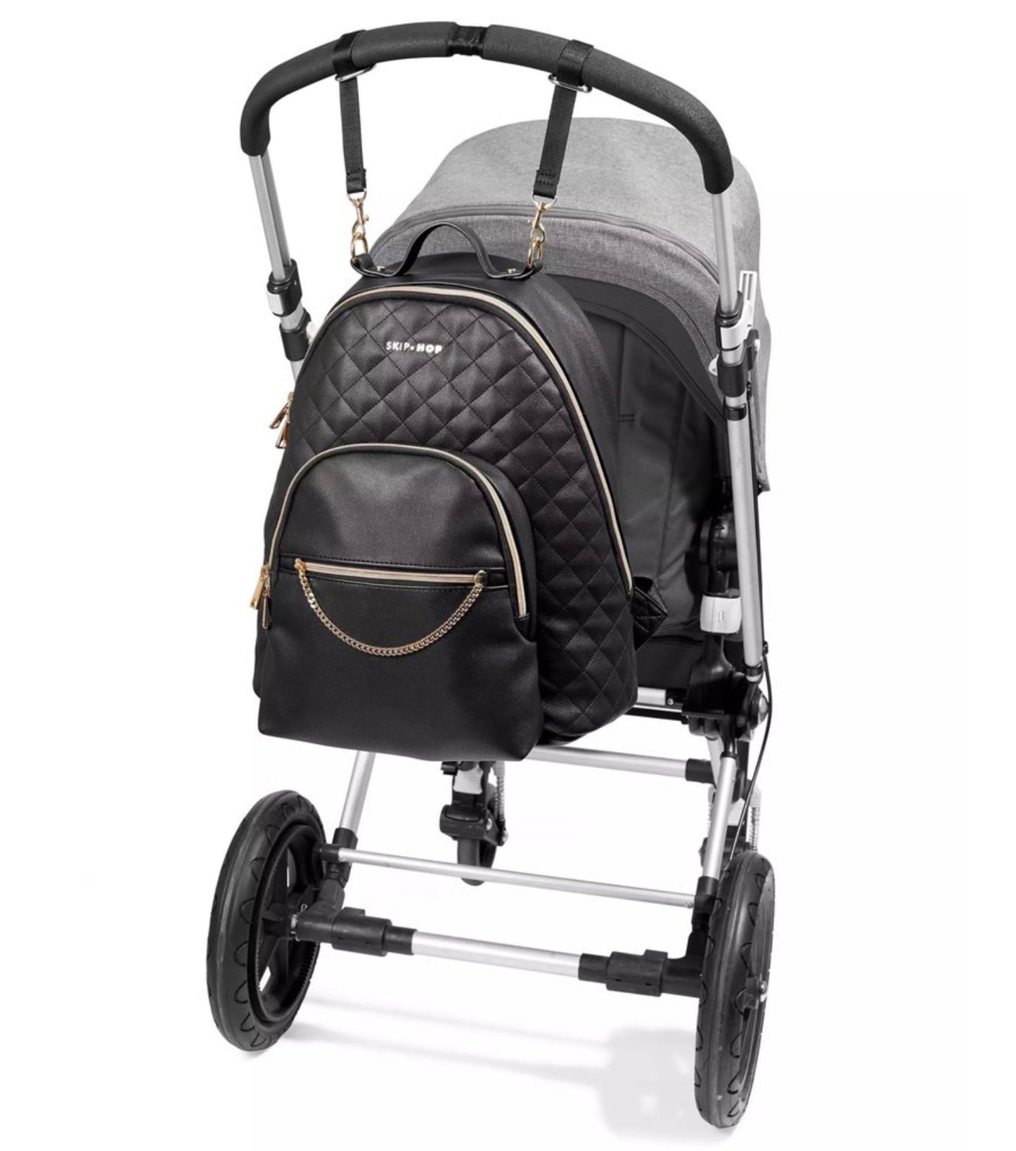 Easily attaches to stroller with removable stroller straps