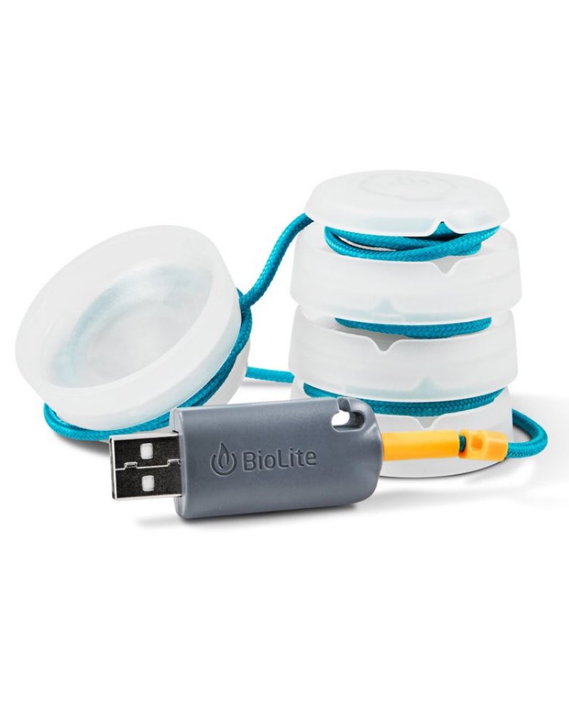 Connect to BioLite Lanterns (sold separately) or any USB power source using included adapter