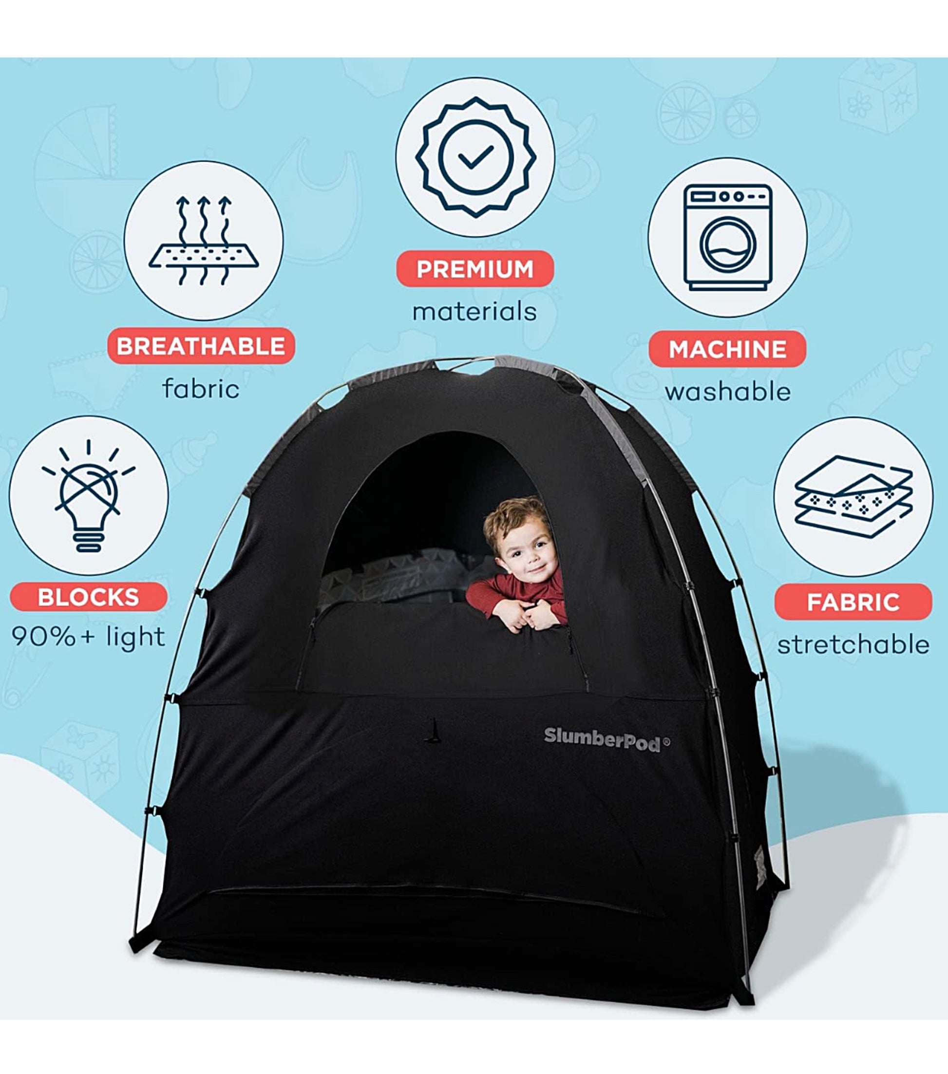 SlumberPod Baby Privacy Sleep Pod 3.0 - Black / Grey