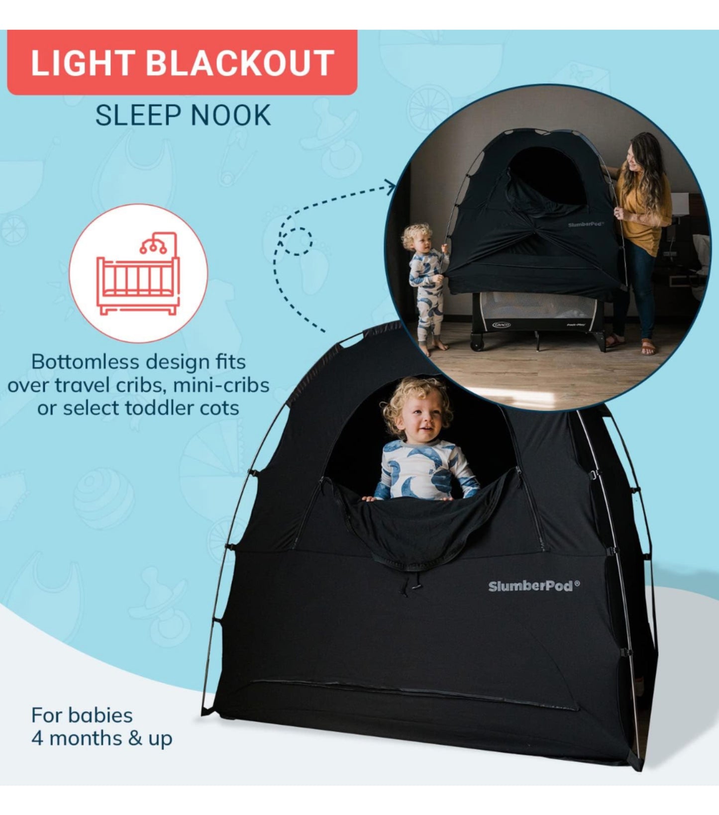 SlumberPod Baby Privacy Sleep Pod 3.0 - Black / Grey