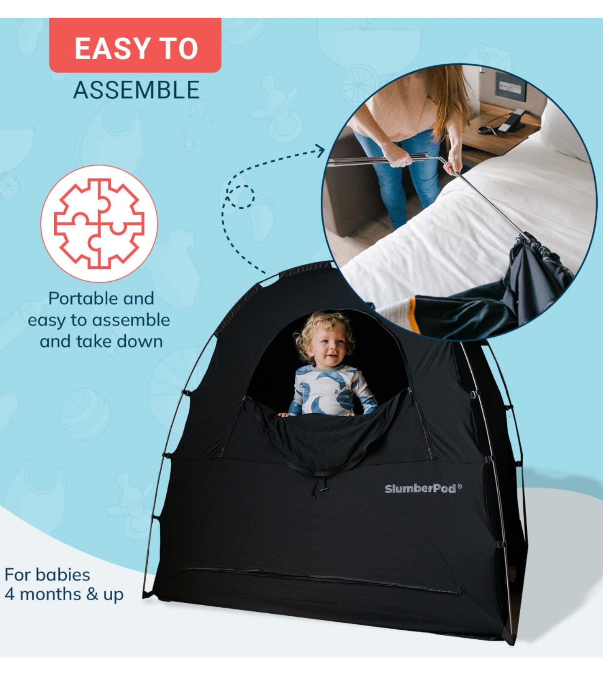 SlumberPod Baby Privacy Sleep Pod 3.0 - Black / Grey