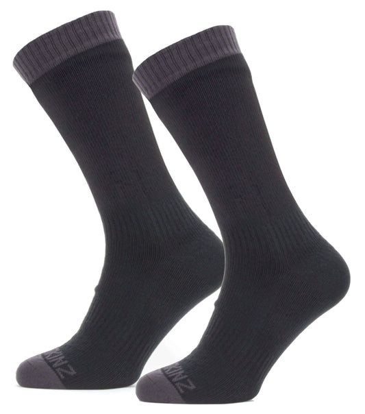 Sealskinz Waterproof Warm Weather Mid Length Sock (Black / Grey) - Large