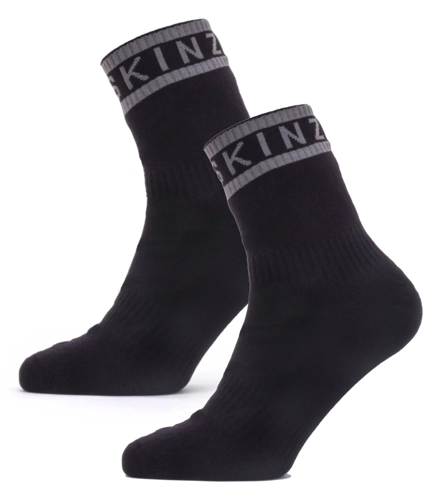 Sealskinz Waterproof Warm Weather Ankle Length Sock with Hydrostop - Black / Grey - Small