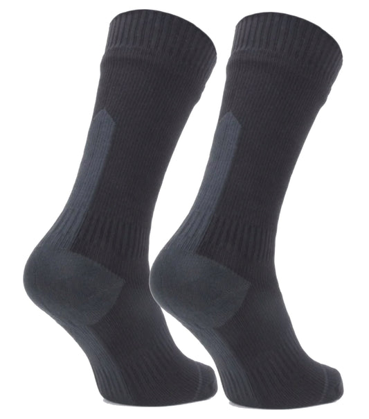 Sealskinz Waterproof All Weather Mid Length Sock with Hydrostop - Black / Grey - X-Large