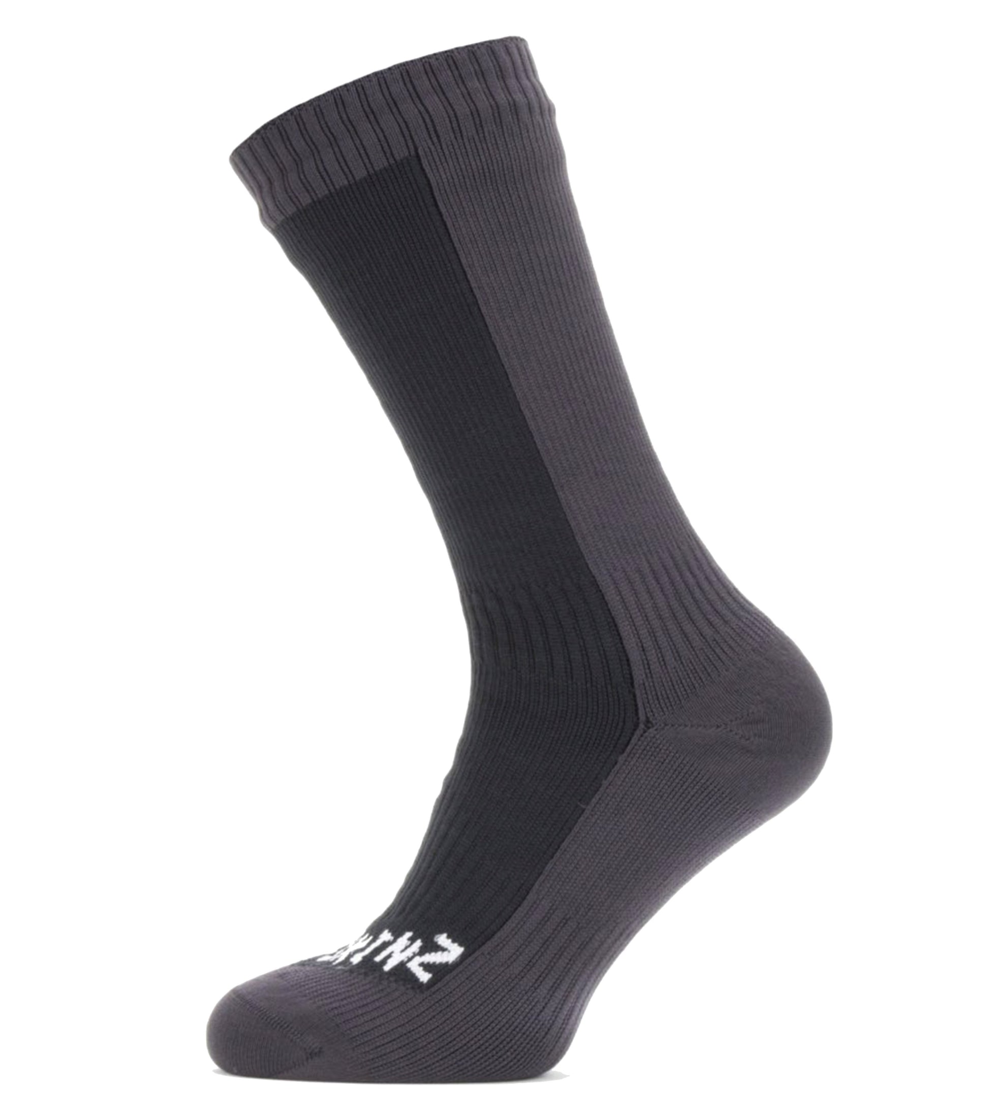 Sealskinz Waterproof Cold Weather Mid Length Socks - Black / Grey - Medium