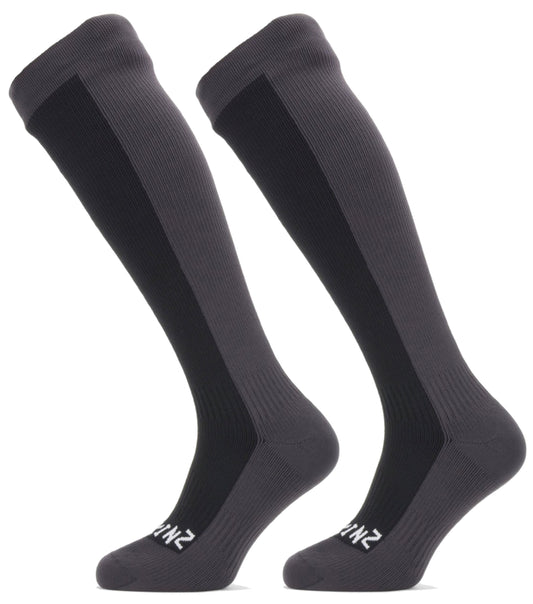 Sealskinz Waterproof Cold Weather Knee Length Socks - Black / Grey - X-Large