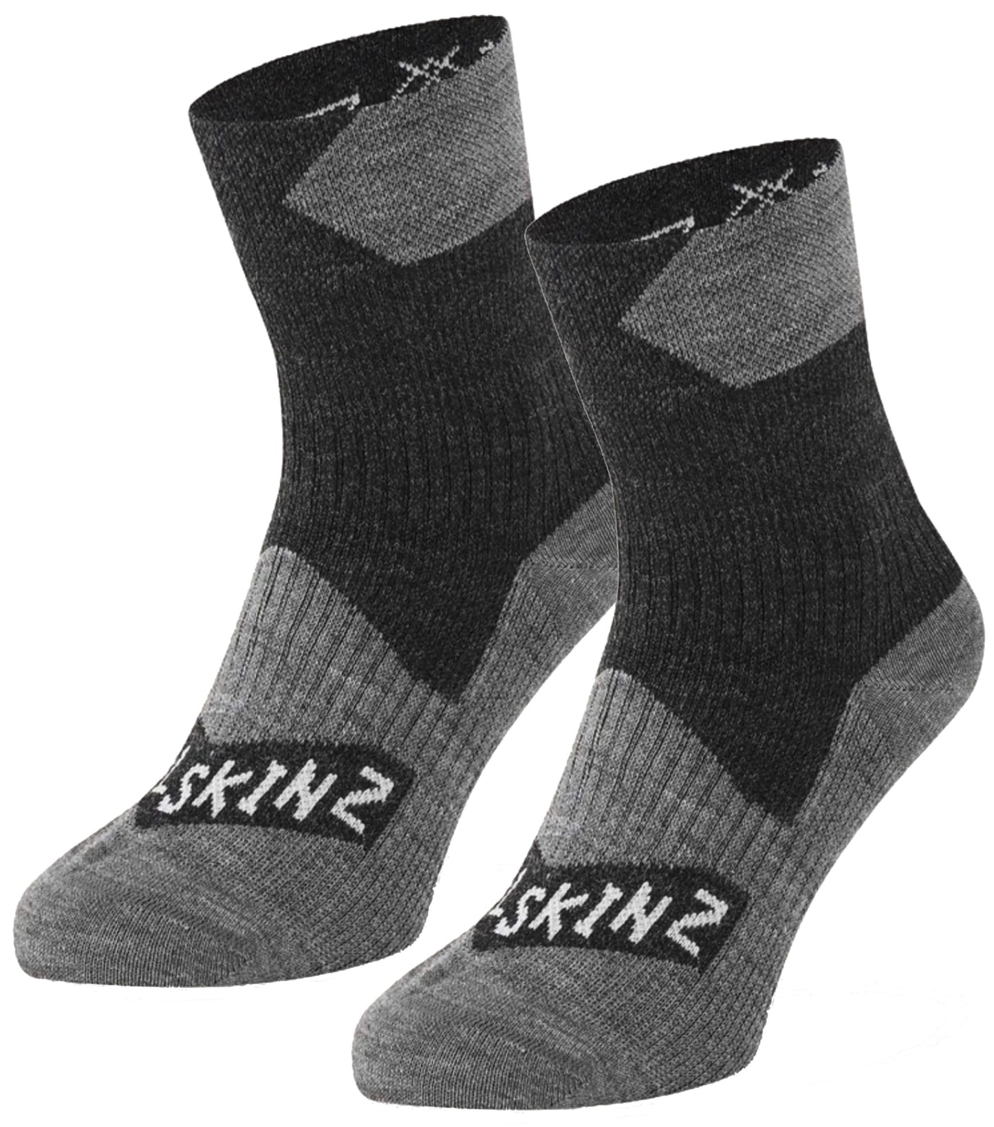 Sealskinz Waterproof All Weather Ankle Length Socks - Black / Grey Marl - Large