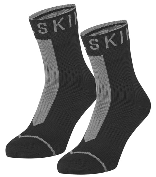 Sealskinz Waterproof All Weather Ankle Length Sock with Hydrostop - Black / Grey - Medium